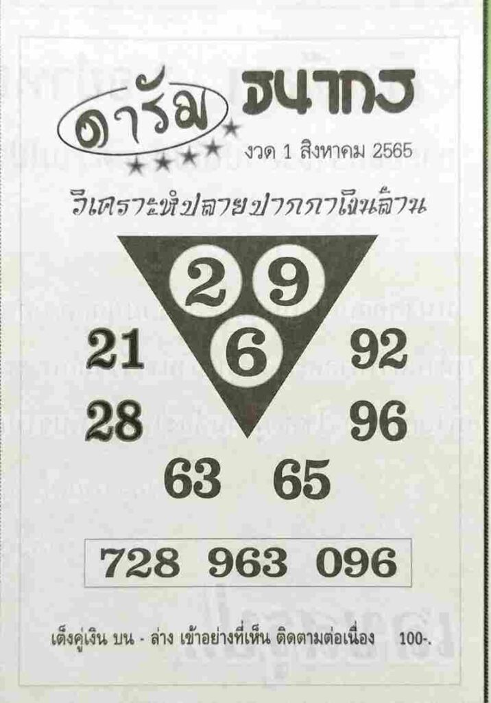 เลขเด็ด หวยดารัม1/8/65