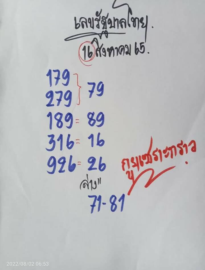 เลขเด็ด หวยกูยเซราะกราว16-8-65