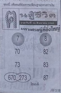 เลขเด็ด หวยคนสู้ชีวิต16-8-65