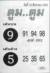 เลขเด็ด หวยตูมตูม16-8-65