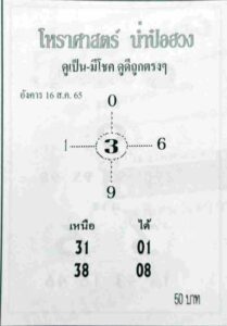 เลขเด็ด หวยน่ำป๋อฮวง16-8-65