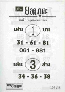 เลขเด็ดออนไลน์ หวยยอดภูตะ1-11-65