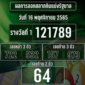 ตรวจผลหวย16-11-65