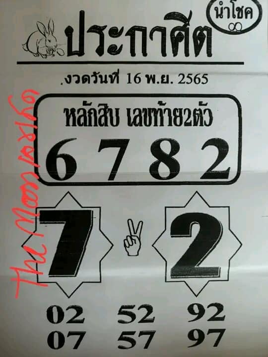 เลขเด็ดออนไลน์ หวยประกาศิตนำโชค16-11-65