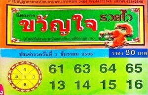 เลขเด็ดออนไลน์ หวยขวัญใจรวยไว1-12-65