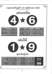 เลขเด็ดออนไลน์ หวยเด่นเหนือใต้16-11-65
