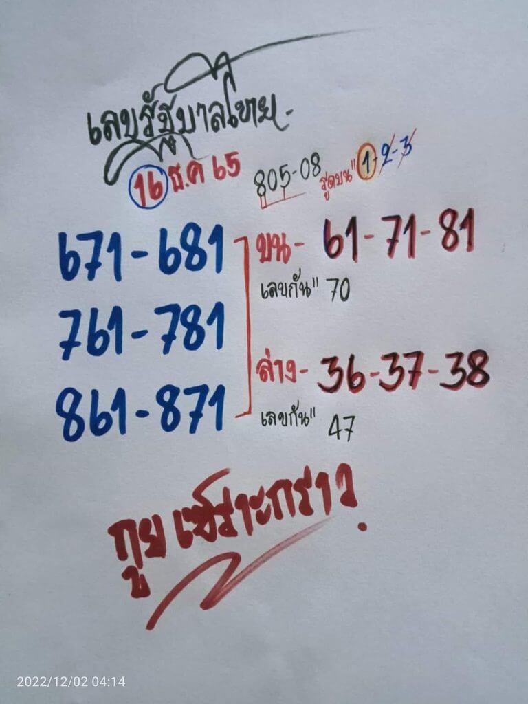 เลขเด็ดออนไลน์ หวยกูยเซราะกราว16-12-65