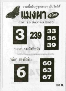 เลขเด็ดออนไลน์ หวยแมงผา 16-12-65