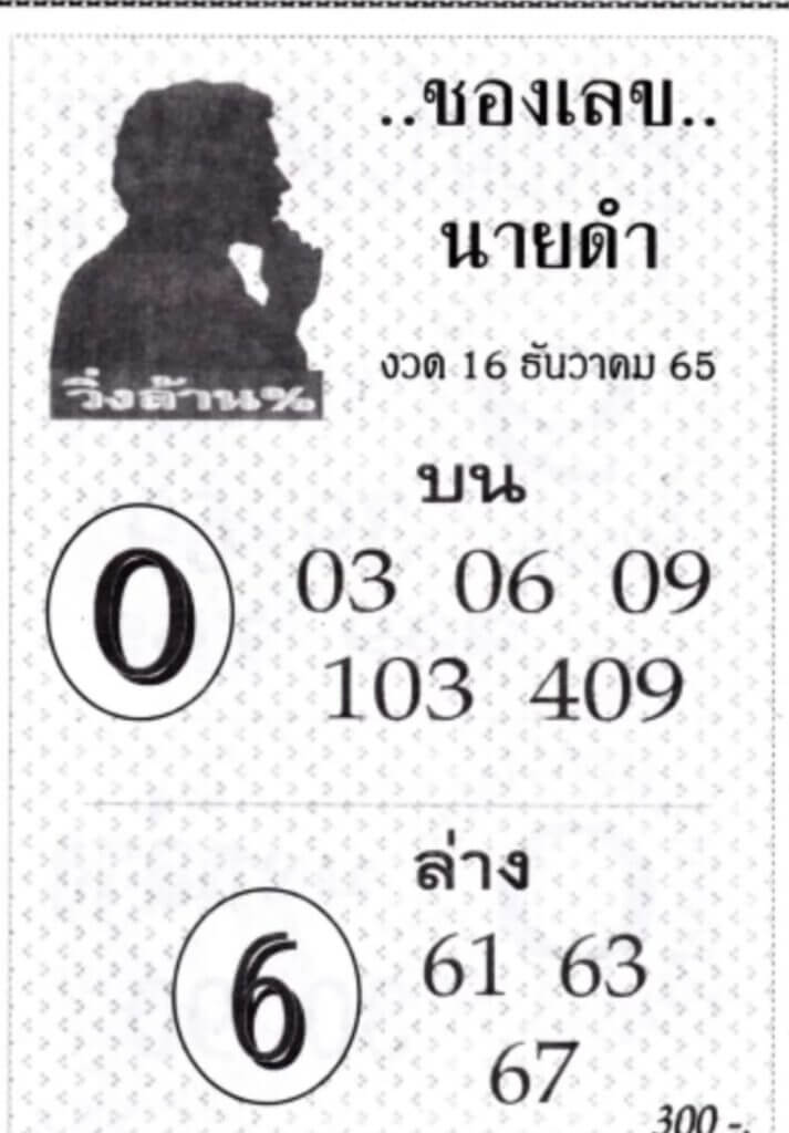 เลขเด็ดออนไลน์ เลขนายดำ16-12-65