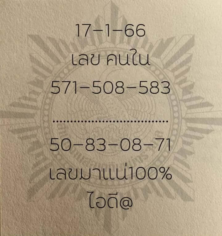 เลขเด็ดfacebook เลขคนใน 17-1-66