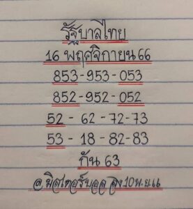 หวยซององค์อินทร์ 16-11-2566