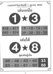 หวยเด่นเหนือใต้ 1-10-66