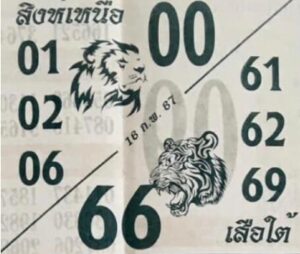หวยสิงห์เหนือเสือใต้ 16-2-67