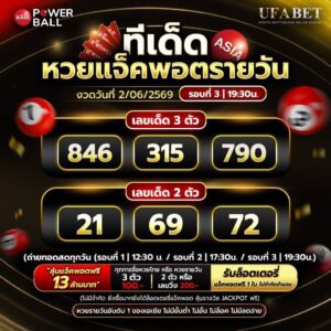 ทีเด็ดหวยรายวัน 2/06/69